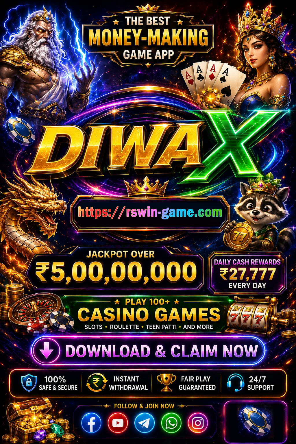 Diwa X Game Android app, baccarat, poker, blackjack, Aviator or crash rounds, and slot reels and account guide for India