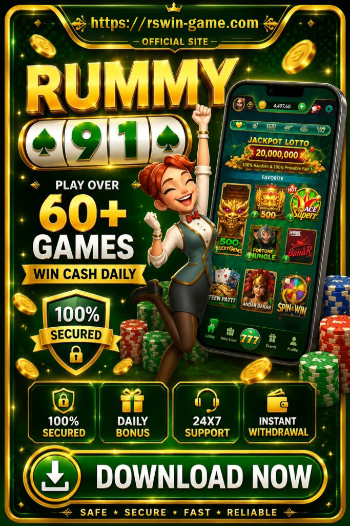 Rummy 91 mobile game lobby with rummy tables events and quick games